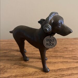 Cast Iron Dogs Rock Figure - Labrador Retriever headphones Statue Stephen Fowler
